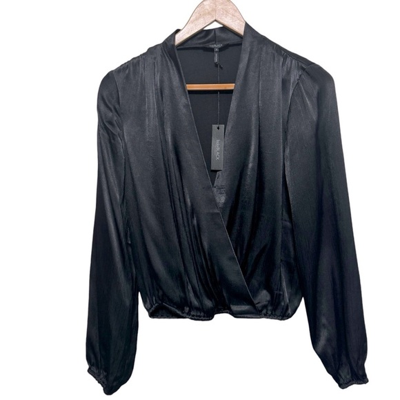 bobi black los angeles Tops - BOBI‎ BLACK Sleek Textured LOGAN Woven Surplice Top Sz S